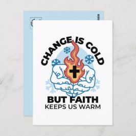 Geloof houdt ons warm - verheffend winterkunstwerk briefkaart