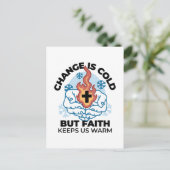 Geloof houdt ons warm - verheffend winterkunstwerk briefkaart (Staand voorkant)