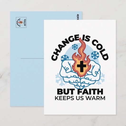 Geloof houdt ons warm - verheffend winterkunstwerk briefkaart (Voorkant / Achterkant)