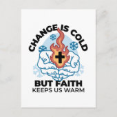 Geloof houdt ons warm - verheffend winterkunstwerk briefkaart (Voorkant)