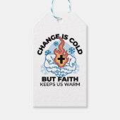 Geloof houdt ons warm - verheffend winterkunstwerk cadeaulabel (Voorkant)