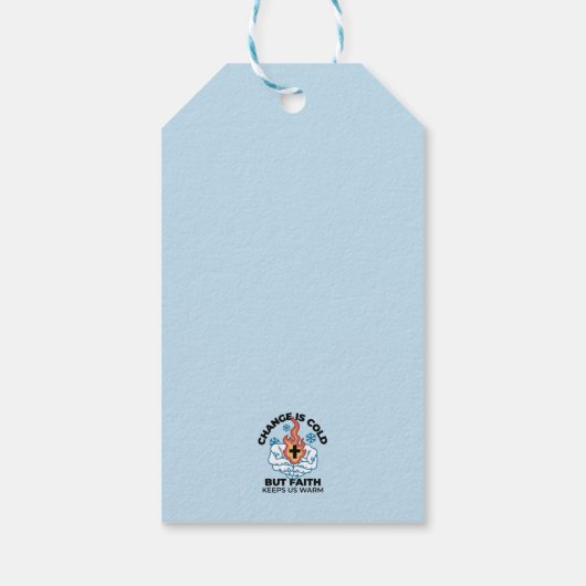 Geloof houdt ons warm - verheffend winterkunstwerk cadeaulabel (Achterkant)