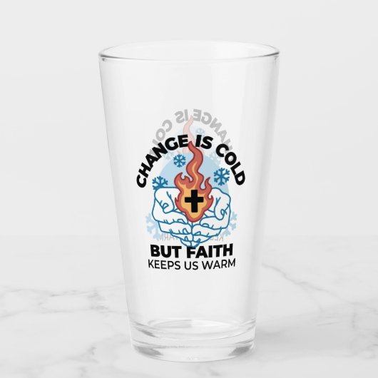 Geloof houdt ons warm - verheffend winterkunstwerk glas (Voorkant)