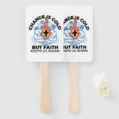 Geloof houdt ons warm - verheffend winterkunstwerk handwaaier (Voorkant en achterkant)