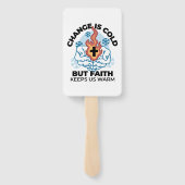 Geloof houdt ons warm - verheffend winterkunstwerk handwaaier (Achterkant)