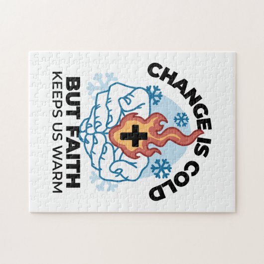 Geloof houdt ons warm - verheffend winterkunstwerk legpuzzel (Horizontaal)