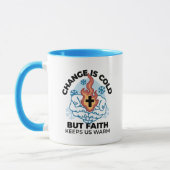 Geloof houdt ons warm - verheffend winterkunstwerk mok (Links)