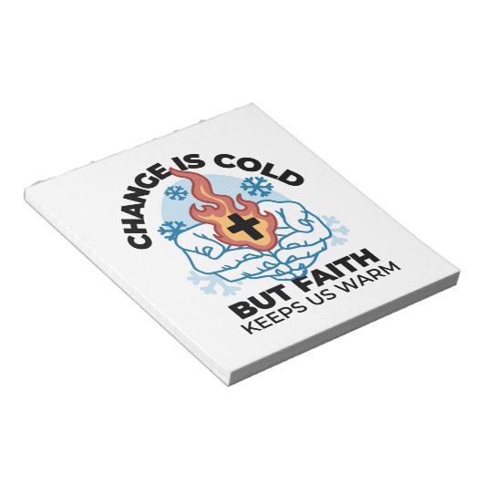 Geloof houdt ons warm - verheffend winterkunstwerk notitieblok (Schuin)