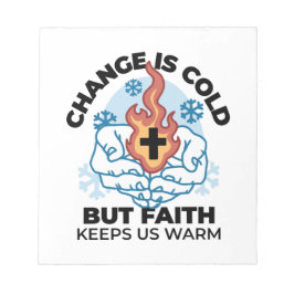 Geloof houdt ons warm - verheffend winterkunstwerk notitieblok