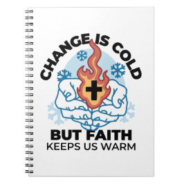 Geloof houdt ons warm - verheffend winterkunstwerk notitieboek
