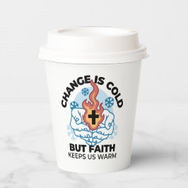 Geloof houdt ons warm - verheffend winterkunstwerk papieren bekers