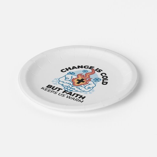 Geloof houdt ons warm - verheffend winterkunstwerk papieren bordje (Gekanteld)