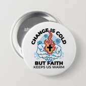 Geloof houdt ons warm - verheffend winterkunstwerk ronde button 7,6 cm (Voorkant /achterkant)