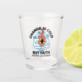 Geloof houdt ons warm - verheffend winterkunstwerk shot glas (Voorkant)
