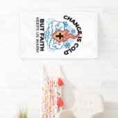 Geloof houdt ons warm - verheffend winterkunstwerk spandoek (Insitu)