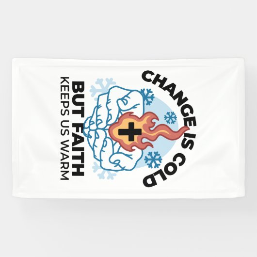 Geloof houdt ons warm - verheffend winterkunstwerk spandoek (Horizontaal)