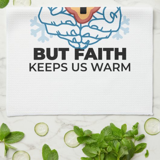 Geloof houdt ons warm - verheffend winterkunstwerk theedoek (Gevouwen)