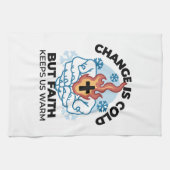 Geloof houdt ons warm - verheffend winterkunstwerk theedoek (Horizontaal)