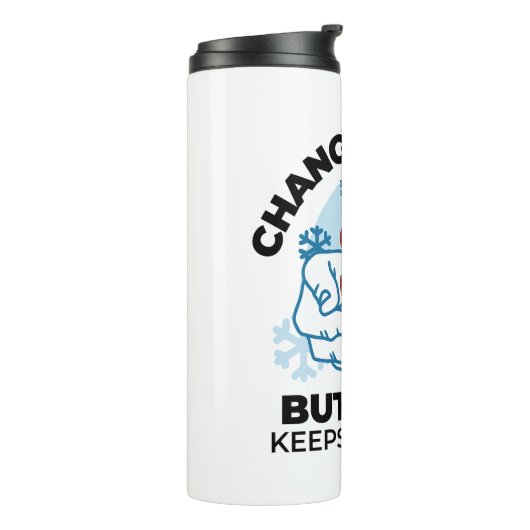 Geloof houdt ons warm - verheffend winterkunstwerk thermosbeker (Gedraaid links)