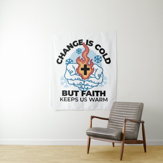 Geloof houdt ons warm - verheffend winterkunstwerk wandkleed (In situ)