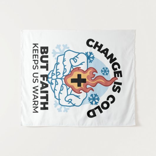 Geloof houdt ons warm - verheffend winterkunstwerk wandkleed (Voorkant (horizontaal))