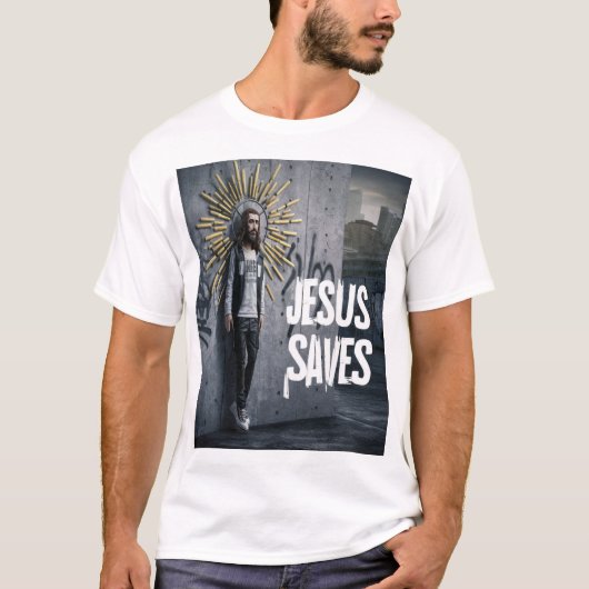 Geloof in actie: Jezus redt T-shirt (Voorkant)