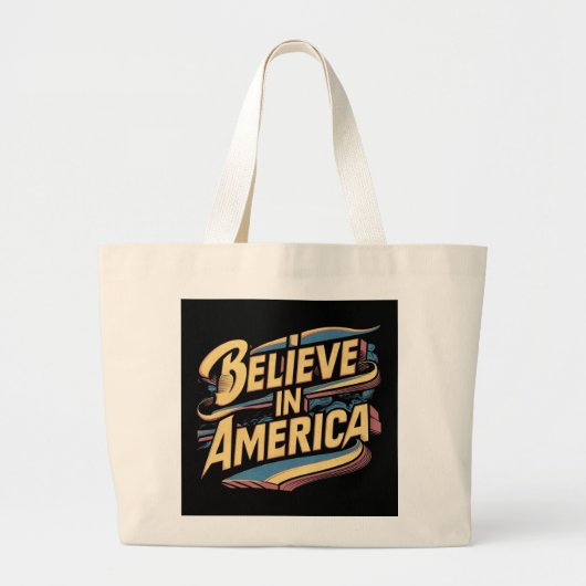 Geloof in Amerika Patriottische Canvas tas" Grote Tote Bag (Voorkant)