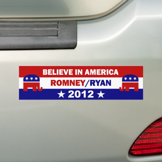 Geloof in Amerika Romney Ryan Bumpersticker (Op auto)