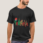 Geloof in Bigfoot Grappig Kerstontwerp T-shirt (Voorkant)