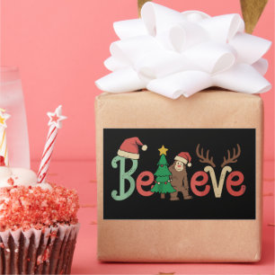 Geloof in Bigfoot Sasquatch Kerstman Rendier Kerst Rechthoekige Sticker