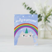Geloof in Caticorns Cute Kat Briefkaart (Staand voorkant)