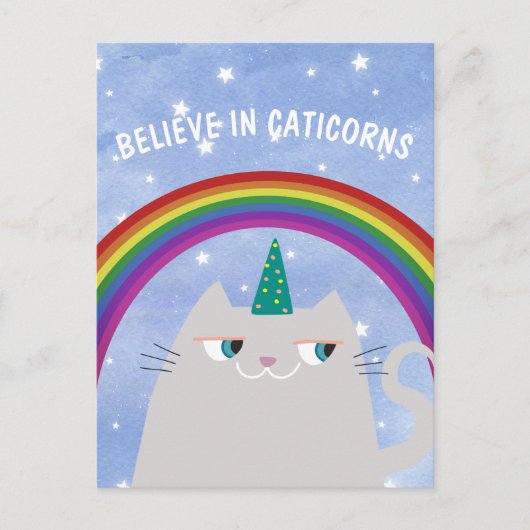 Geloof in Caticorns Cute Kat Briefkaart (Voorkant)