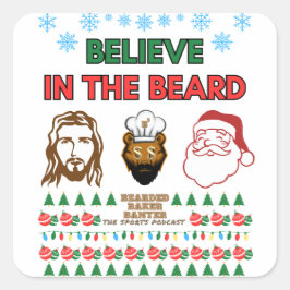 Geloof in de baard vierkante sticker