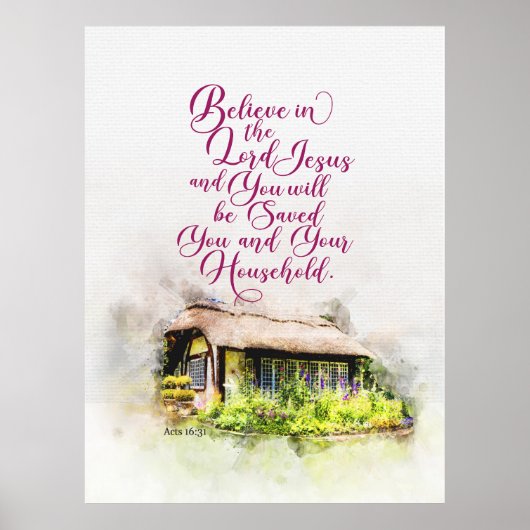 Geloof in de Heer Jezus en u zult gered worden Poster (Voorkant)