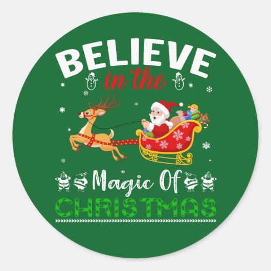 Geloof in de kerst-Magie Ronde Sticker (Voorkant)