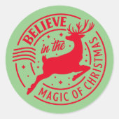 Geloof in de kerst-Magie Ronde Sticker (Voorkant)