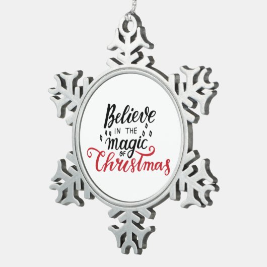 Geloof in de kerst-Magie Tin Sneeuwvlok Ornament (Rechts)