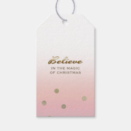 Geloof in de kerstavond. Blush Pink Gold Cadeaulabel