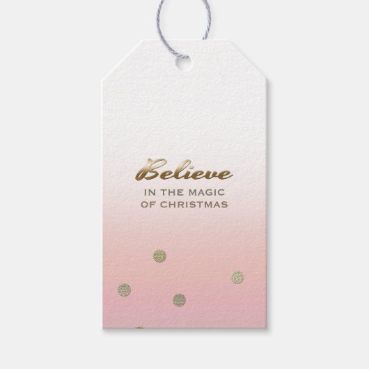 Geloof in de kerstavond. Blush Pink Gold Cadeaulabel (Voorkant)