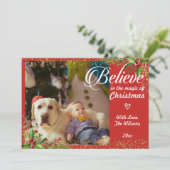 Geloof in de kerstavond Floral foto Feestdagenkaart (Staand voorkant)