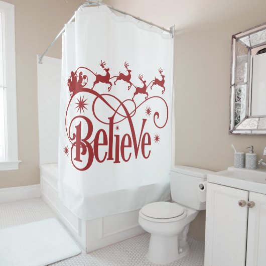 Geloof in de kerstman en de slee douchegordijn (In situ)
