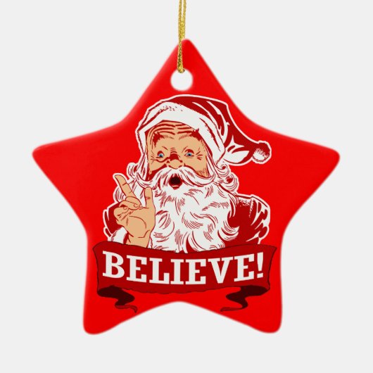 Geloof in de kerstman keramisch ornament (Voorkant)