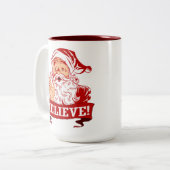 Geloof in de kerstman tweekleurige koffiemok (Voorkant links)