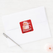 Geloof in de kerstman vierkante sticker (Envelop)