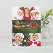 Geloof in de kerstvakantie fotokaart feestdagenkaart (Staand voorkant)