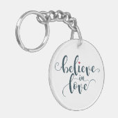 Geloof in de liefde Valentijn kalligrafie | Button Sleutelhanger (Voorkant Links)