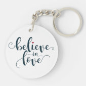 Geloof in de liefde Valentijn kalligrafie | Button Sleutelhanger (Achterkant)