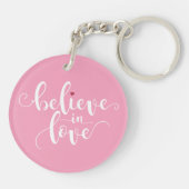 Geloof in de liefde Valentijn kalligrafie | Button Sleutelhanger (Achterkant)