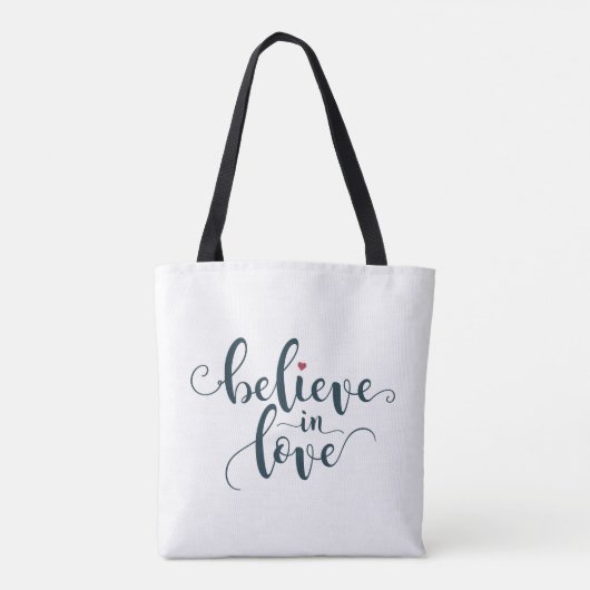 Geloof in de liefde Valentijn kalligrafie | Tote b Tote Bag (Achterkant)