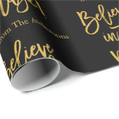 Geloof in de Magic Black en de Gold Kerstmis Cadeaupapier (Rol Hoek)